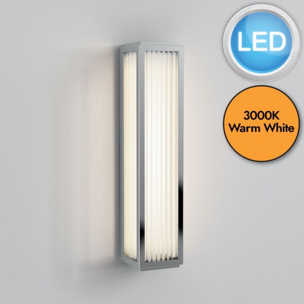 Astro Lighting - Boston - 1370002 - LED Chrome Clear Ribbed Glass IP44 Bathroom Strip Wall Light