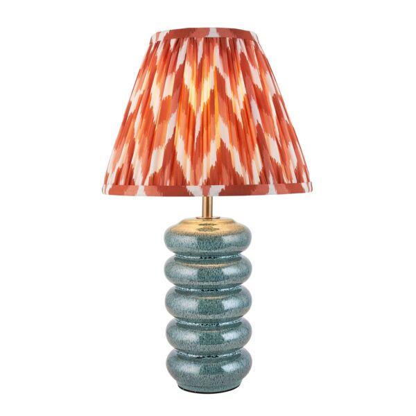 Endon Lighting - Squash & Zigzag 25cm - 116489 - Ocean Spray Aged Brass Orange Ceramic Table Lamp With Shade