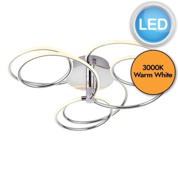 Endon Lighting - Eterne - 81886 - LED Chrome White Flush Ceiling Light