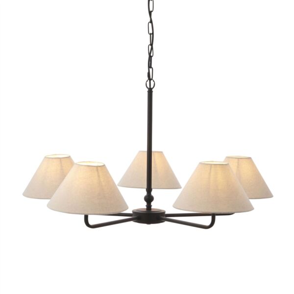 Endon Lighting - Lille - 117832 - Black Natural 5 Light Ceiling Pendant Light