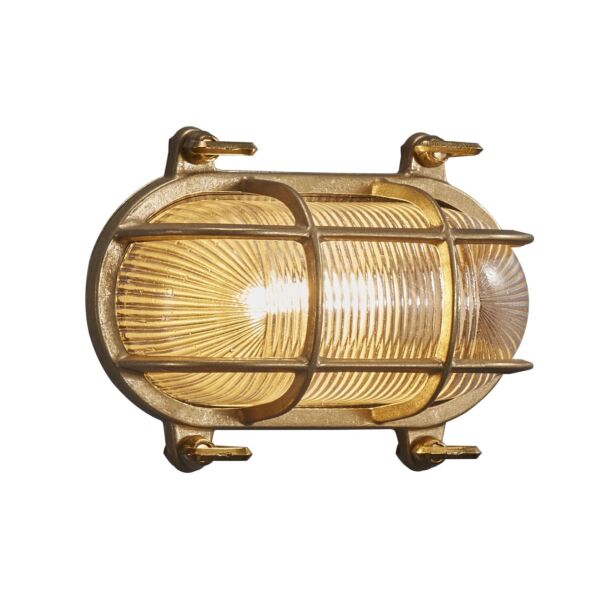 Nordlux - Helford - 49031035 - Natural Brass Frosted Glass IP64 Outdoor Bulkhead Light