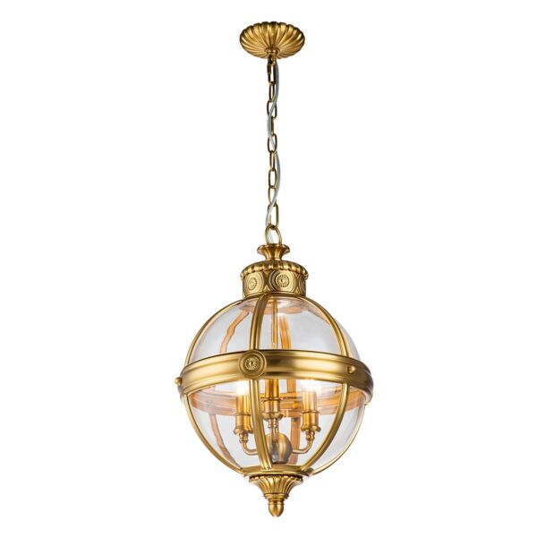 Feiss Lighting - Adams - FE-ADAMS-3P-BB - Brass Clear Glass 3 Light Ceiling Pendant Light