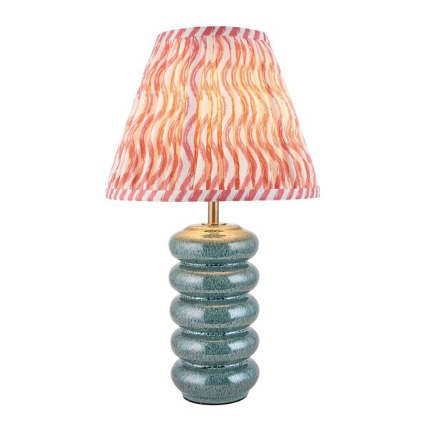 Endon Lighting - Squash & Ripple 25cm - 116487 - Ocean Spray Aged Brass Pink Ceramic Table Lamp With Shade