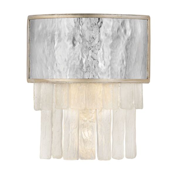 Quintiesse - Reverie - QN-REVERIE2-CPG - Hammered Stainless Steel Champagne Gold Frosted Crystal Glass 2 Light Wall Washer Light