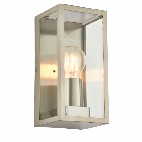 Saxby Lighting - Breton - 90960 - Stainless Steel Clear Glass IP44 Outdoor Half Lantern Wall Light