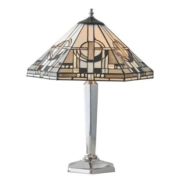 Interiors 1900 - Metropolitan - 64260 - Aluminium Tiffany Glass 2 Light Table Lamp