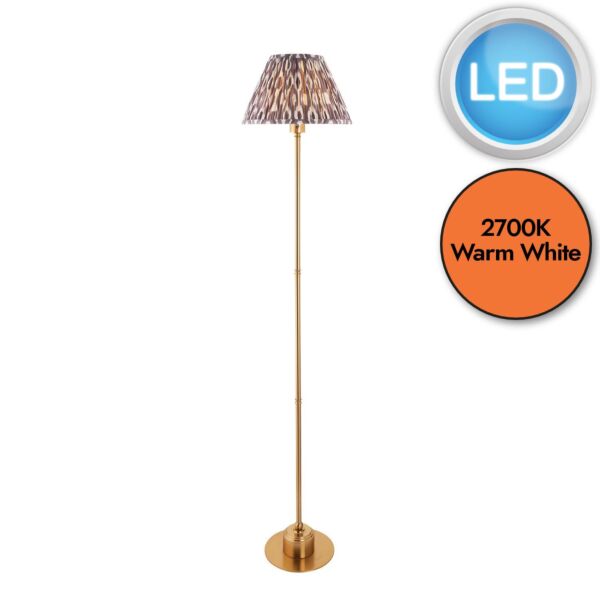 Endon Lighting - Burley Rechargeable & Ikat 30cm - 114789 - LED Aged Brass Grey Touch Floor Lamp