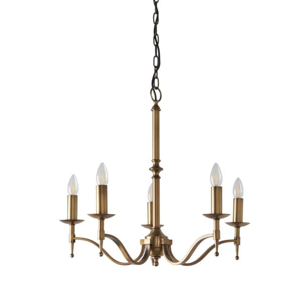 Interiors 1900 - Stanford - CA1P5B - Antique Brass 5 Light Chandelier