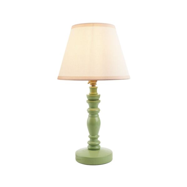 Endon Lighting - Bibury & Ivy 20cm - 115945 - Green Aged Brass Vintage White Table Lamp With Shade