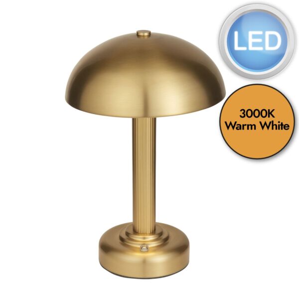 Endon Lighting - Bridport Rechargeable - 110455 - LED Warm Brass Touch Table Lamp