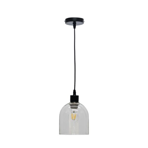 Belten - Clear Glass Cloche with Black Pendant Fitting