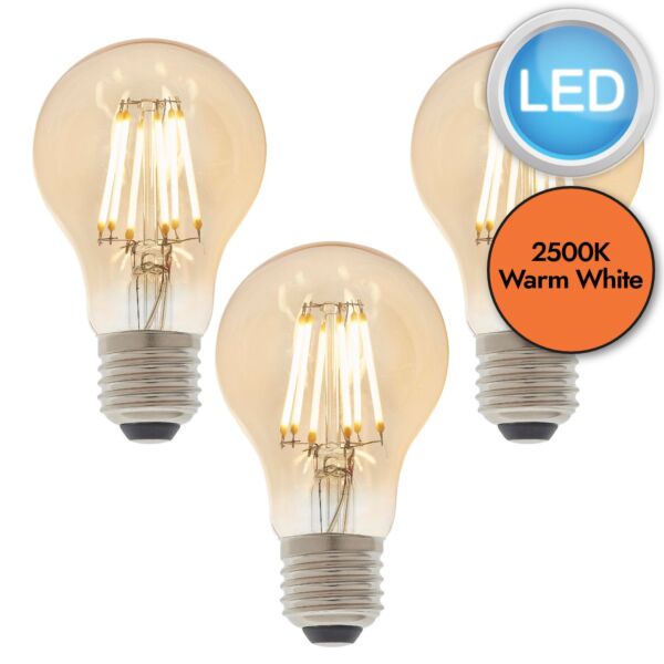 Endon Lighting - Set of 3 GLS - 93028 - LED E27 ES - Filament Light Bulbs - 60mm dia