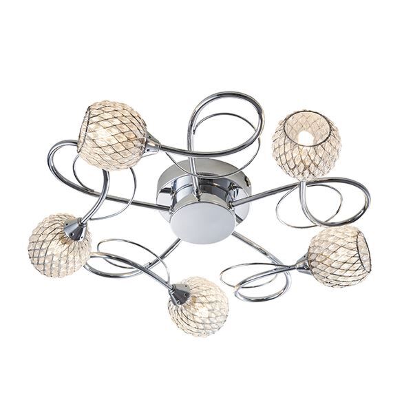 Endon Lighting - Aherne - AHERNE-5CH - Chrome Clear Glass 5 Light Flush Ceiling Light