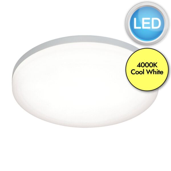 Saxby Lighting - Noble - 54479 - LED Opal Silver IP44 Round Bathroom Ceiling Flush Light