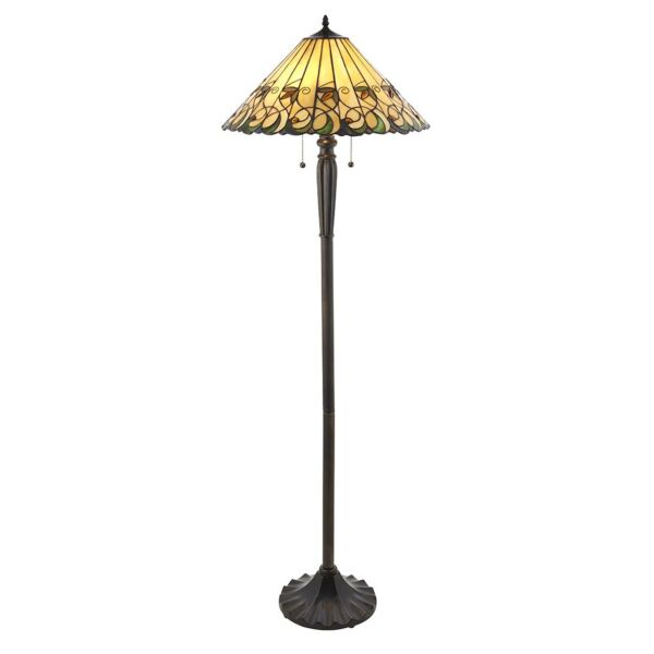 Interiors 1900 - Jamelia - 64192 - Dark Bronze Tiffany Glass 2 Light Floor Lamp