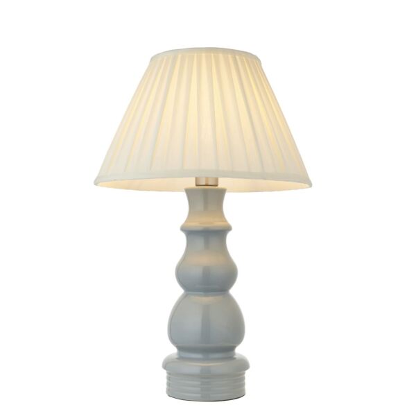 Endon Lighting - Provence - 103379 - Blue Grey Satin Nickel Cream Ceramic Table Lamp With Shade