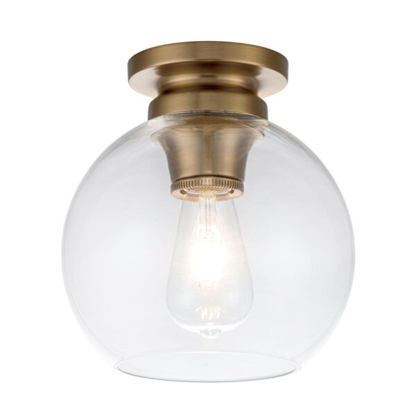 Feiss Lighting - Tabby - FE-TABBY-F-BB - Brass Clear Glass Flush Ceiling Light