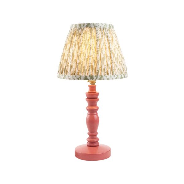 Endon Lighting - Bibury & Leaf 20cm - 114267 - Pink Aged Brass Green Table Lamp With Shade