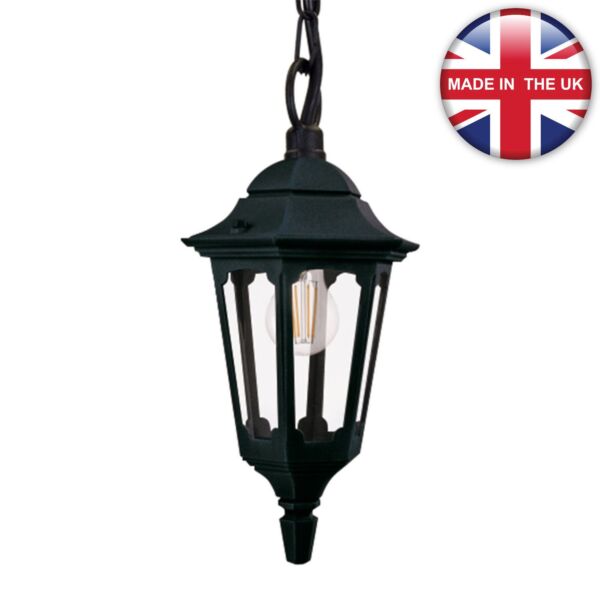 Elstead Lighting - Parish - PR9-BLACK - Black Clear Glass IP44 Outdoor Ceiling Pendant Light