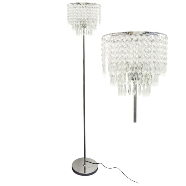 Chrome and Acrylic Crystal Jewelled Floor Lamp