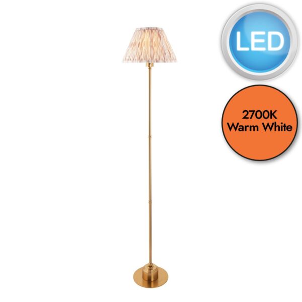 Endon Lighting - Burley Rechargeable & Ikat 30cm - 114793 - LED Aged Brass Neutral Touch Floor Lamp