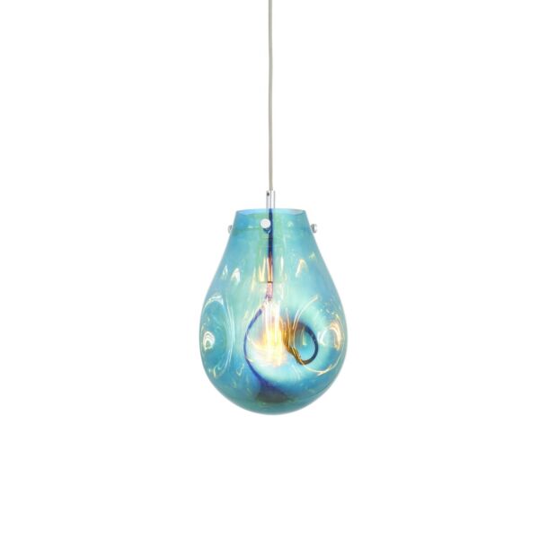 Lutz - Chrome Petrol Glass Ceiling Pendant Light