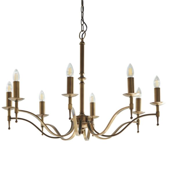 Interiors 1900 - Stanford - CA1P8B - Antique Brass 8 Light Chandelier