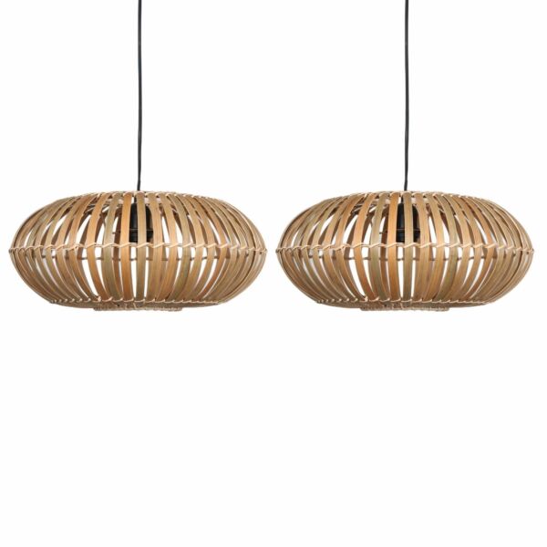 Set of 2 Loren - Bamboo Natural Pendant Lightshades