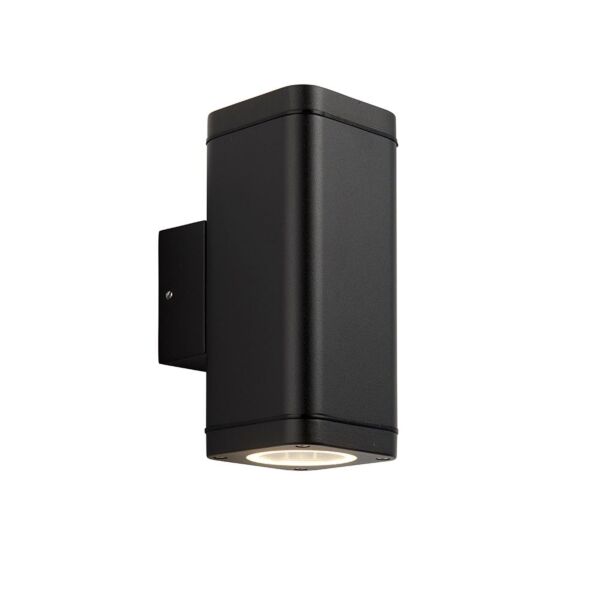 Endon Lighting - Milton - 96911 - Black Clear Glass 2 Light IP44 Outdoor Wall Washer Light