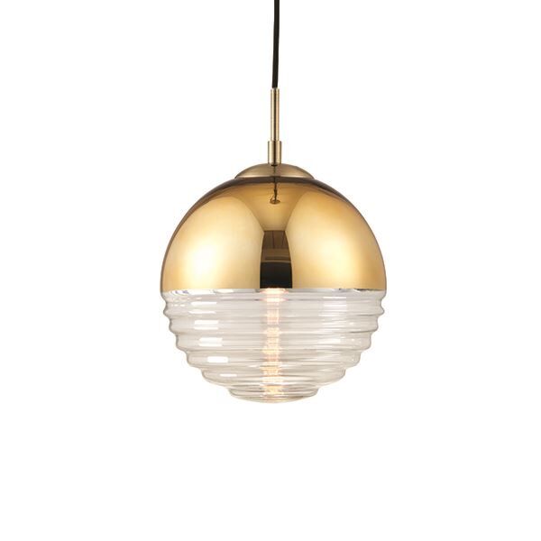 Endon Lighting - Paloma - 68958 - Gold Clear Ribbed Glass Ceiling Pendant Light