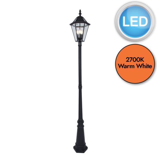 Lutec - London - 6951301189 - LED Black Clear Glass IP44 Solar Outdoor Lamp Post