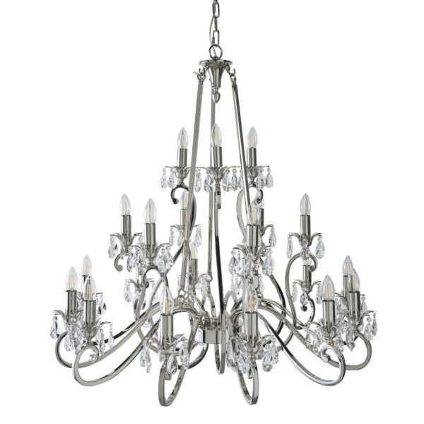 Interiors 1900 - Oksana - UL1P21N - Nickel Clear Crystal Glass 21 Light Chandelier