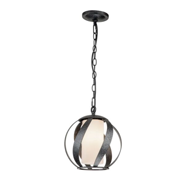 Quintiesse - Blacksmith - QN-BLACKSMITH-P-OBK - Black Opal Glass IP44 Outdoor Ceiling Pendant Light