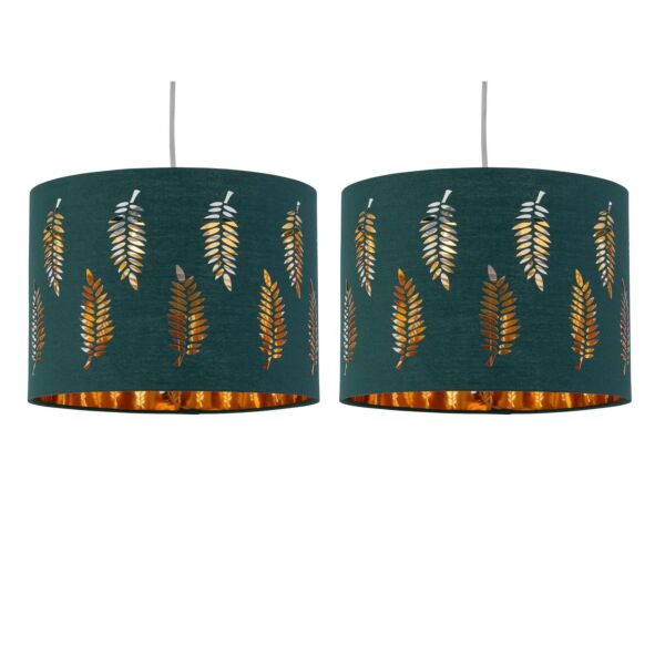 Set of 2 Fern - Dark Green Cut Out 25cm Pendant Lightshades