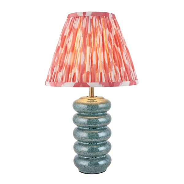 Endon Lighting - Squash & Ikat 25cm - 116485 - Ocean Spray Aged Brass Pink Ceramic Table Lamp With Shade