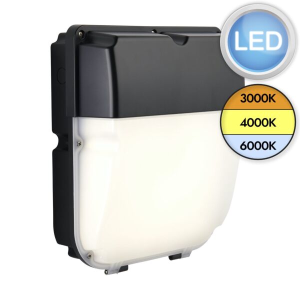 Saxby Lighting - Lucca CCT - 114571 - LED Black Opal IP65 Outdoor Sensor Bulkhead Light