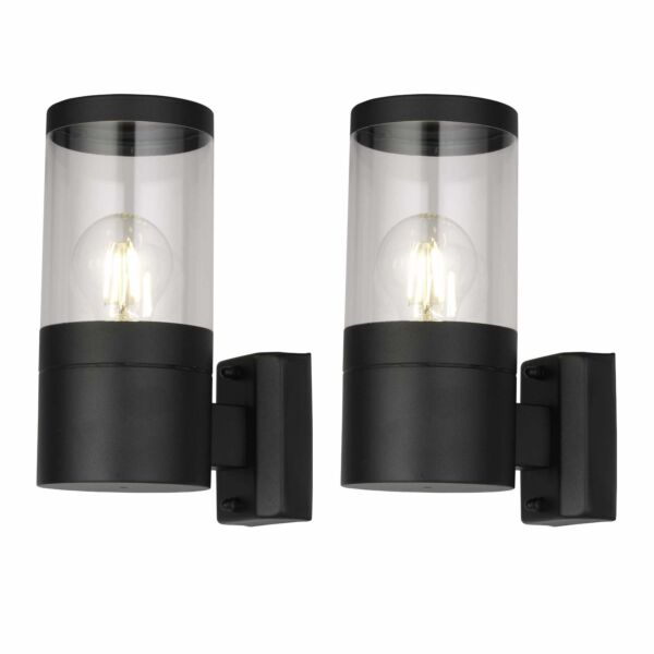 Set of 2 Storm - Black IP44 Outdoor Wall Lights