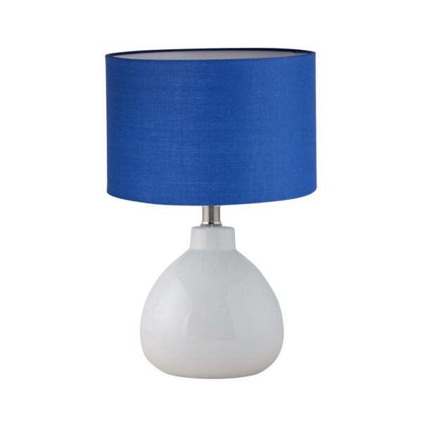 Tuscan - White Ceramic Lamp with Navy Blue Shade