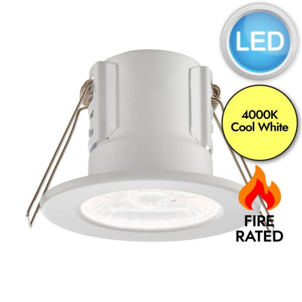 Saxby Lighting - ShieldECO 500 - 73786 - LED White Clear IP65 4000k Bathroom Recessed Fire Rated Ceiling Downlight