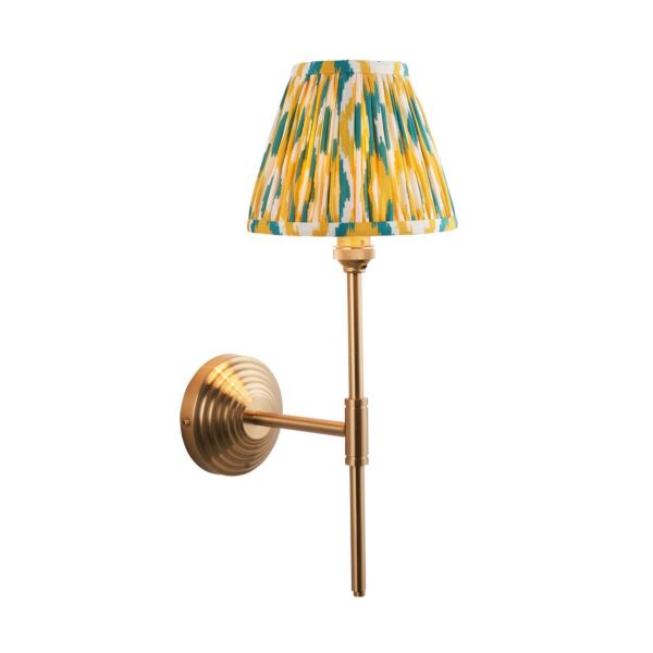 Endon Lighting - Obelisk T Bar & Ikat 16cm - 115700 - Aged Brass Yellow Jade Wall Light