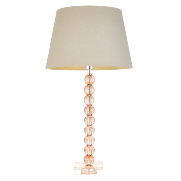 Endon Lighting - Adelie - 100359 - Blush Crystal Glass Nickel Grey Table Lamp With Shade