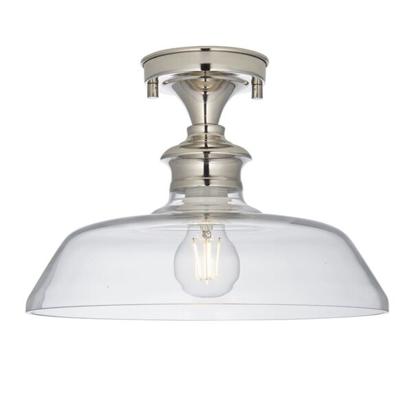 Endon Lighting - Barford - 96182 - Nickel Clear Glass Flush Ceiling Light