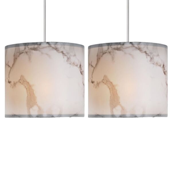 Set of 2 White Marble Print Ceiling Light Shades