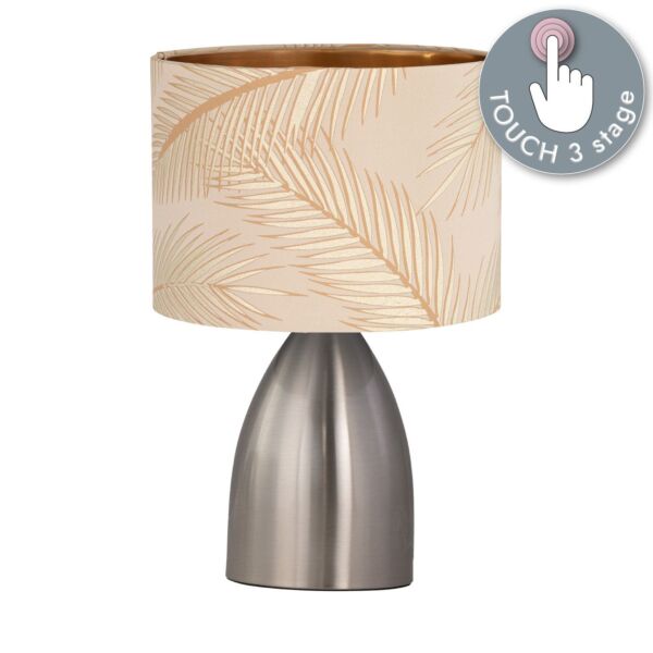 Valentina - Brushed Chrome Touch Lamp with Champagne Embossed Shade