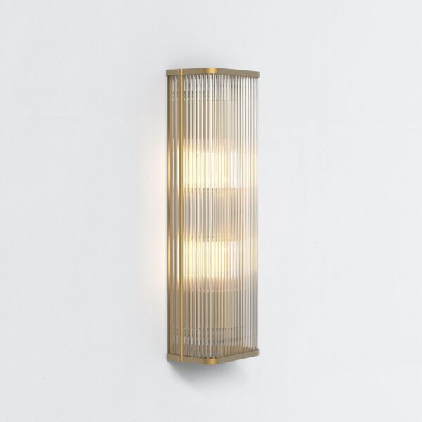 Astro Lighting - Avignon - 1427012 - Antique Brass Clear Ribbed Glass 2 Light Wall Washer Light