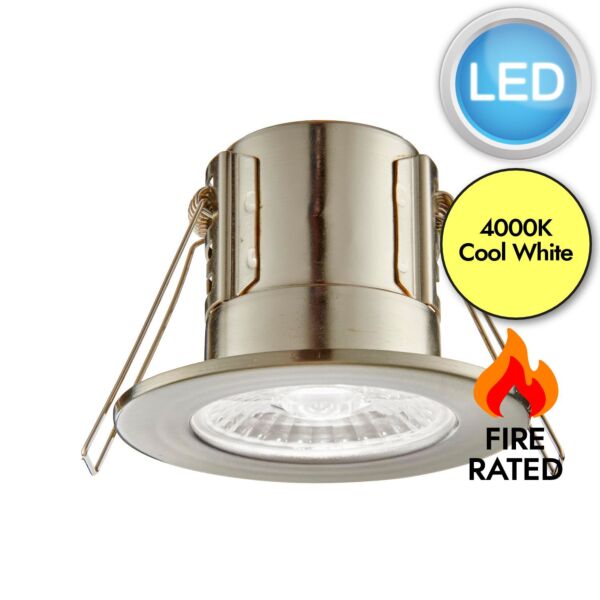 Saxby Lighting - ShieldECO 500 - 73788 - LED Satin Nickel Clear IP65 4000k Bathroom Recessed Fire Rated Ceiling Downlight