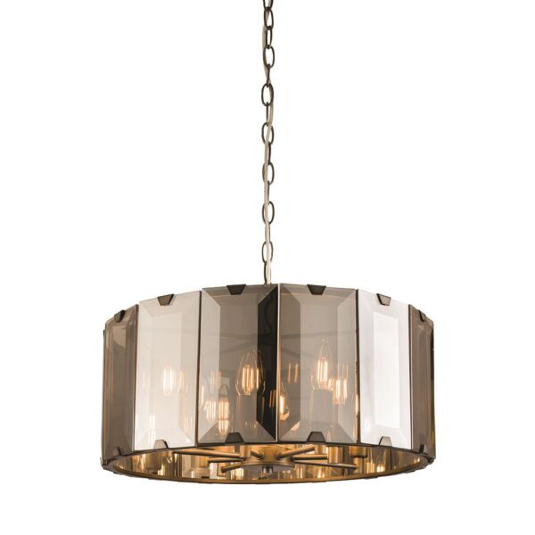 Endon Lighting - Clooney - 61294 - Slate Grey Smoked Cut Glass 8 Light Ceiling Pendant Light