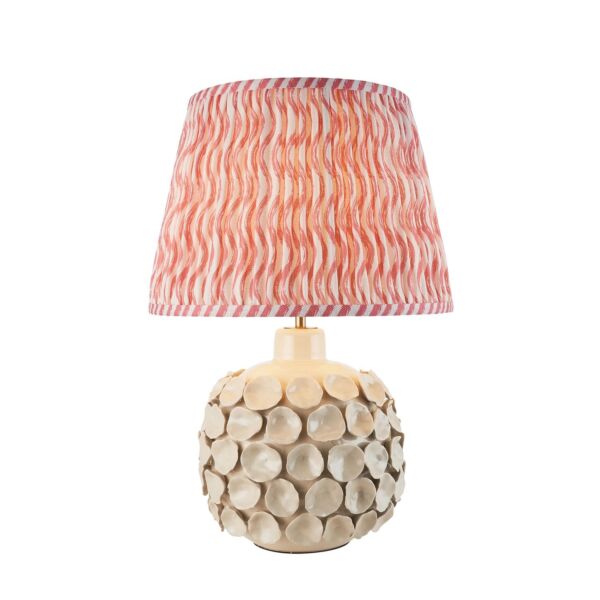 Endon Lighting - Borello & Ripple 35cm - 116401 - Cream Crackle Aged Brass Pink Ceramic Table Lamp With Shade