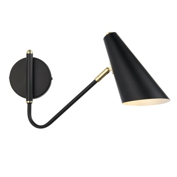 Dakotta - Matt Black & Brushed Gold Adjustable Wall Lamp