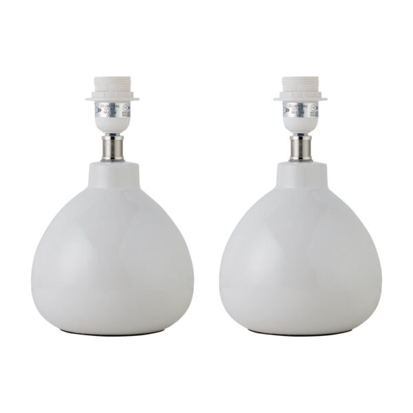 Set of 2 Tuscan - White Ceramic Table Lamp Bases Only for 25cm Diameter Shade